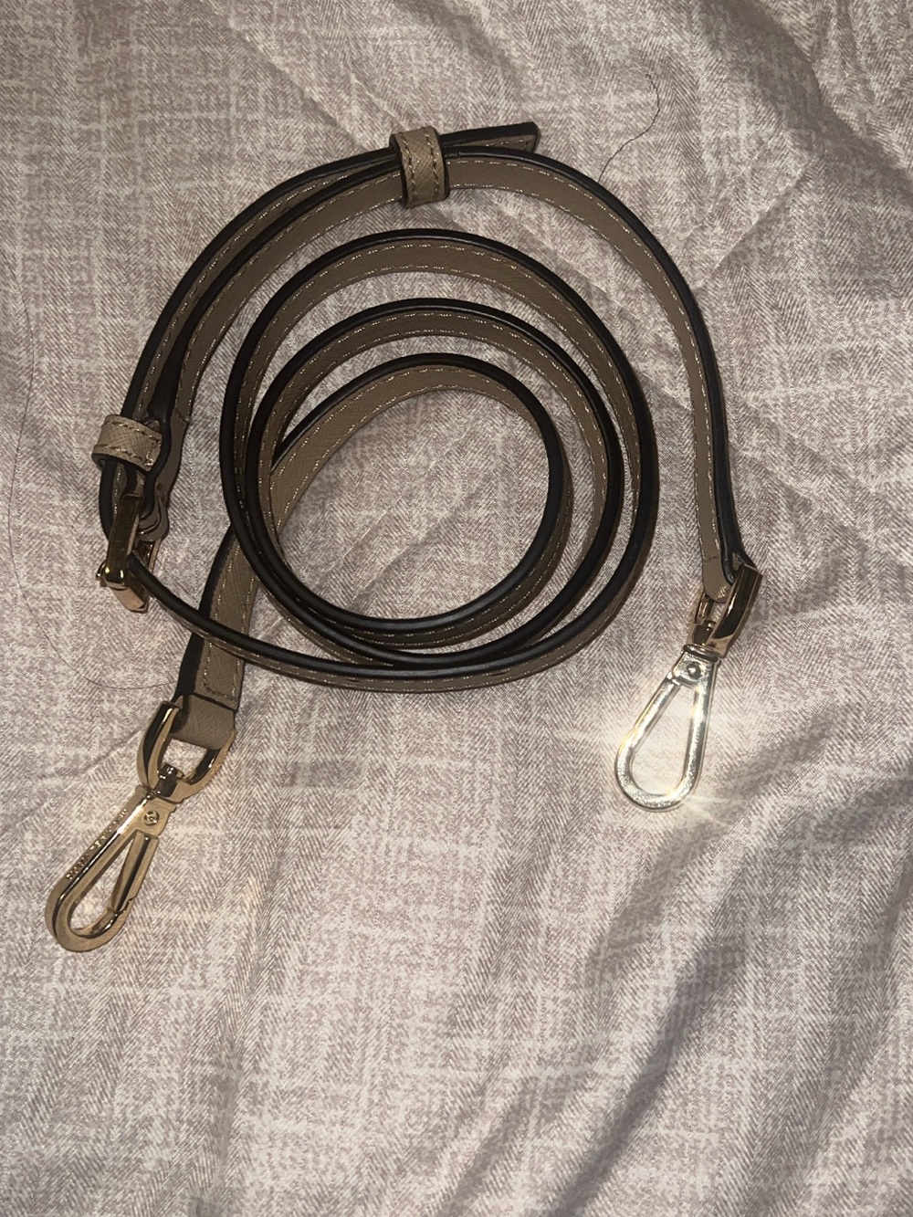 Michael Kors Taupe Leather Crossbody Strap with Gold Hardware